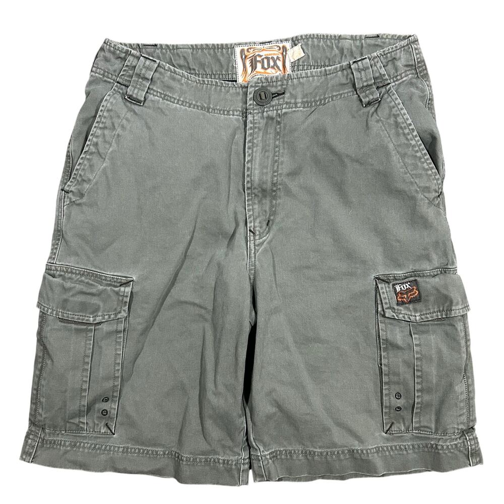 Vintage Y2K Fox Racing Deluxe Cargo Shorts 33 Men’s Military Green Skater Grunge